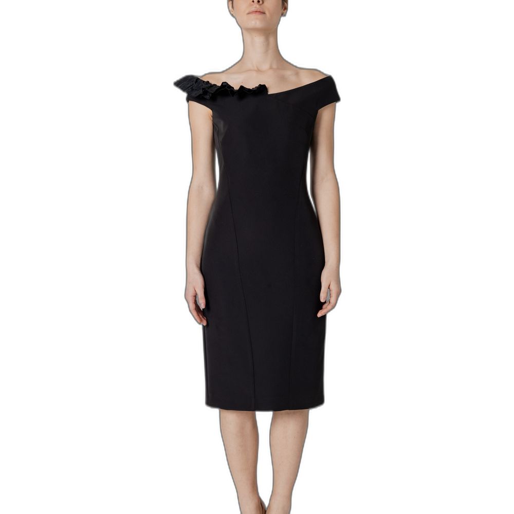 Svart polyester midi
