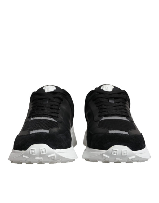 Versace svarte lerretssko med fire stoff Medusa lave topper