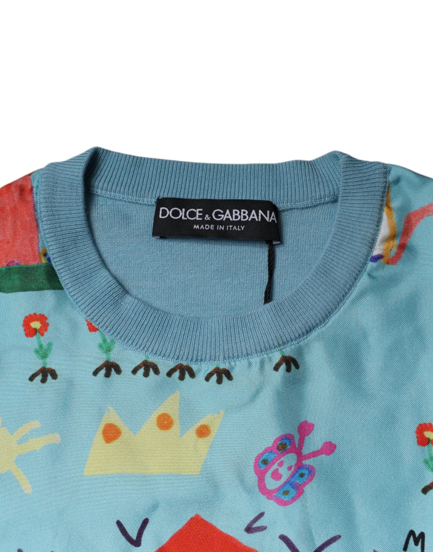 Dolce & Gabbana Blå Tegning Kasjmir Ermeløs Tanktopp
