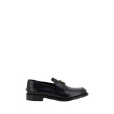 Prada Black Leather Logo Loafers
