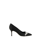 Manolo Blahnik Black Asapump Satin Pumps