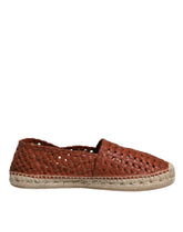 Dolce & Gabbana Maroon Woven Leather Menn Espadrille Sko