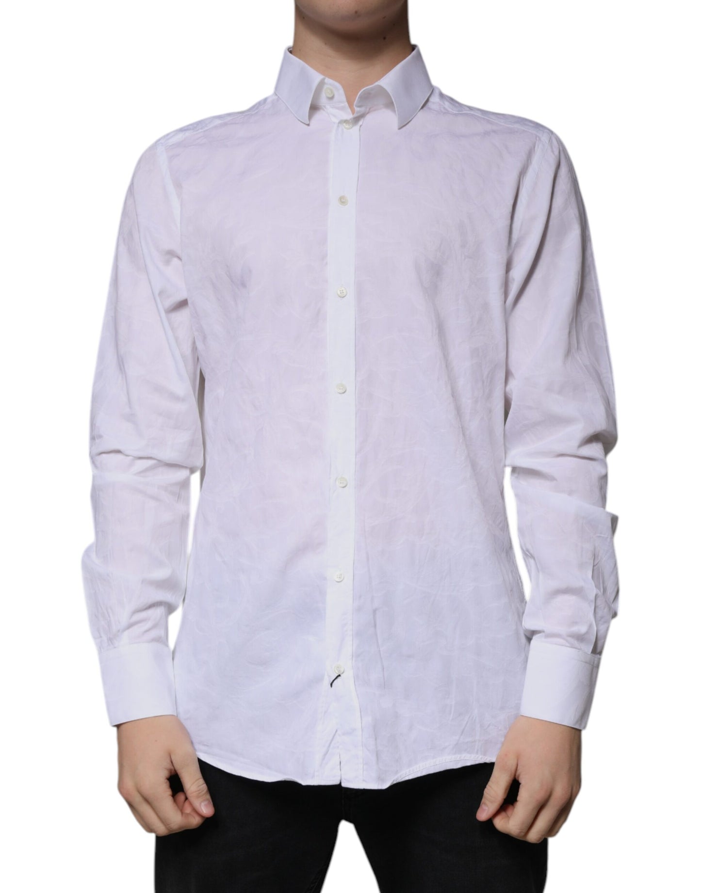 Dolce & Gabbana hvit bomulls slim fit herre MARTINI-skjorte