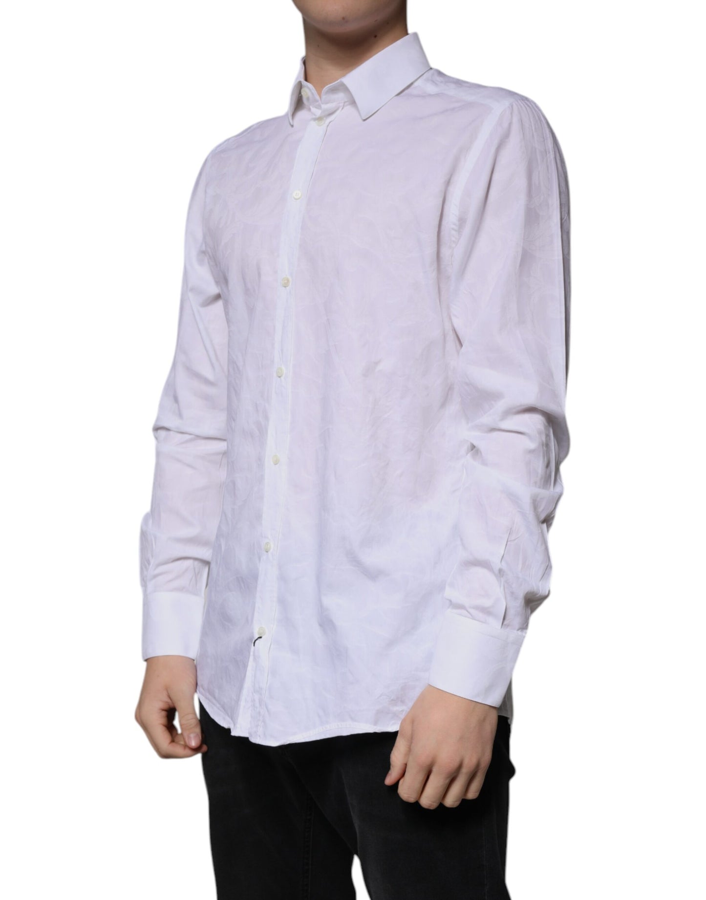 Dolce & Gabbana hvit bomulls slim fit herre MARTINI-skjorte