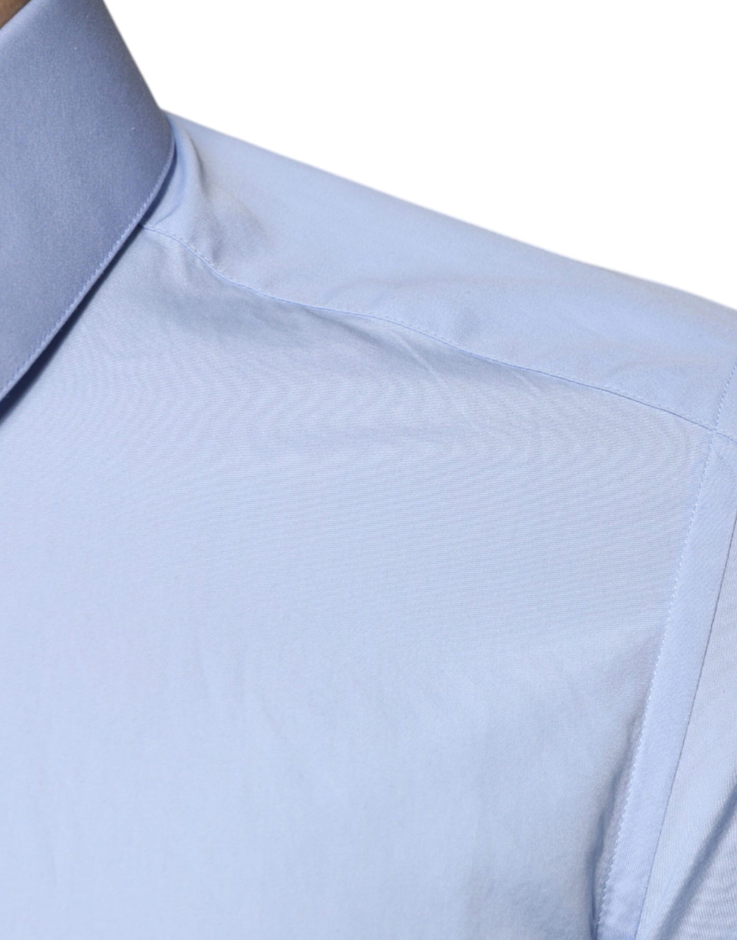 Dolce & Gabbana Lyseblå Bomull Slim Fit Gull Dresskjorte