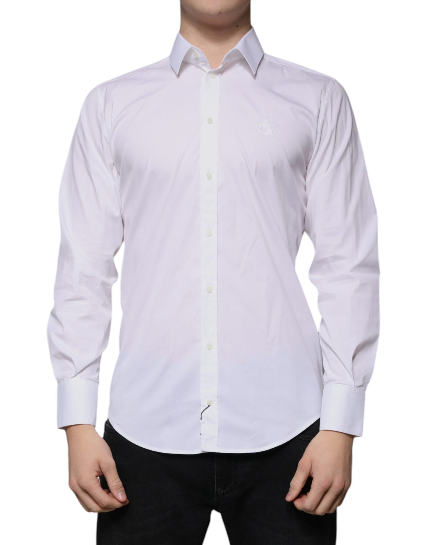 Dolce & Gabbana hvit bomulls slim fit herre MARTINI-skjorte