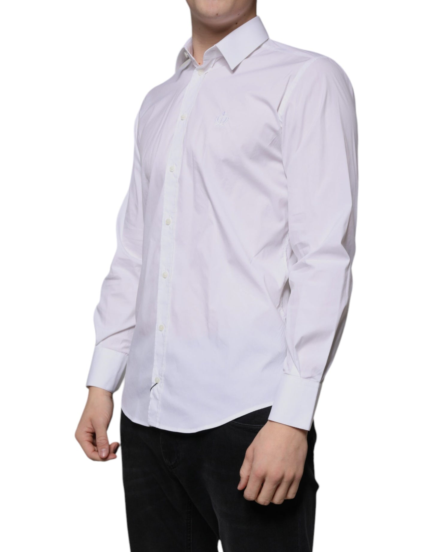 Dolce & Gabbana hvit bomulls slim fit herre MARTINI-skjorte