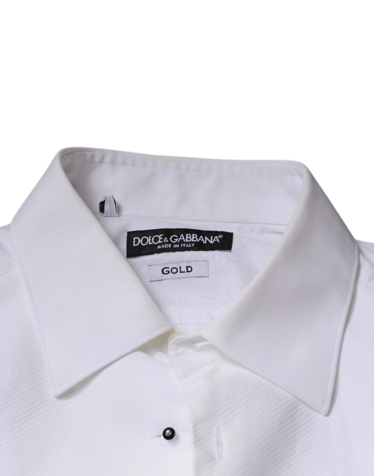Dolce & Gabbana Vit Bib Bomullspoplin GULD Herrskjorta