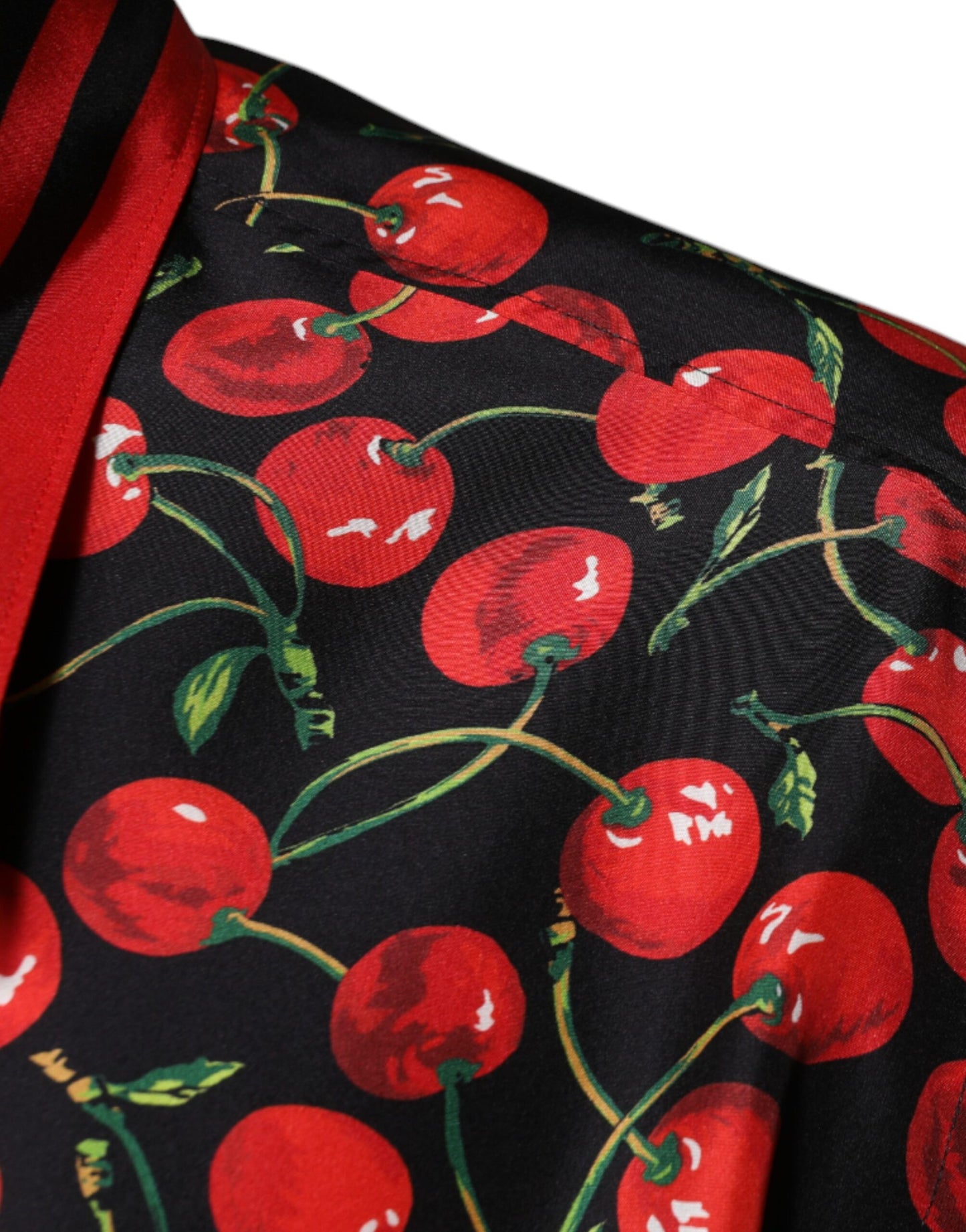 Dolce & Gabbana Svart Körsbärssidenskjorta med Knappar