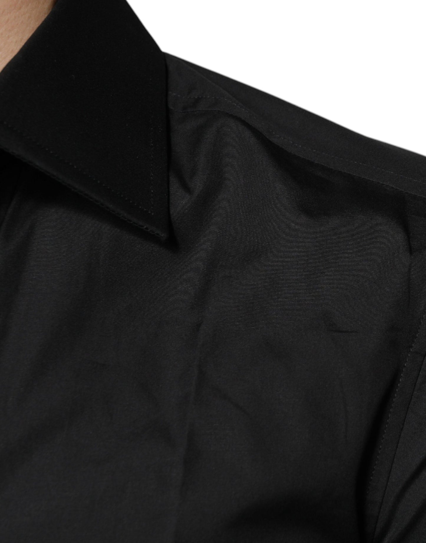 Dolce & Gabbana Svart Bomulls Formell Långärmad Klänningskjorta