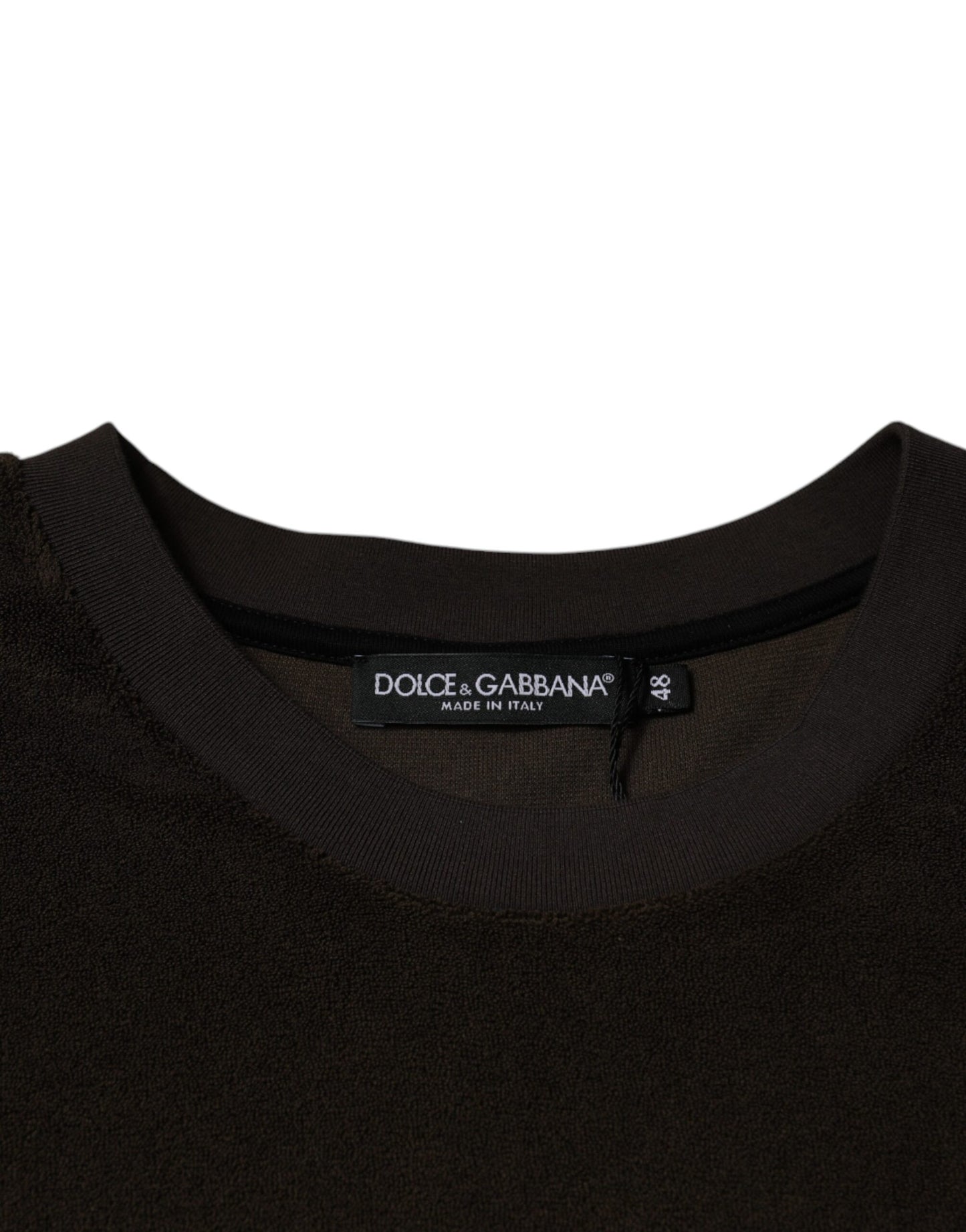 Dolce & Gabbana Brun Bomulls-T-shirt Med Rund Hals Och Korta Ärmar