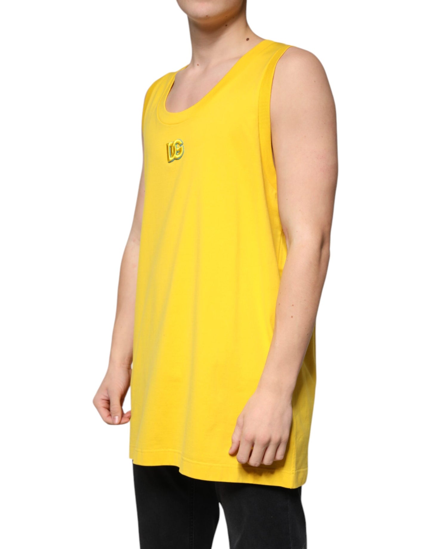 Dolce & Gabbana Gul Bomulls Rundhalsad Ärmlös T-shirt