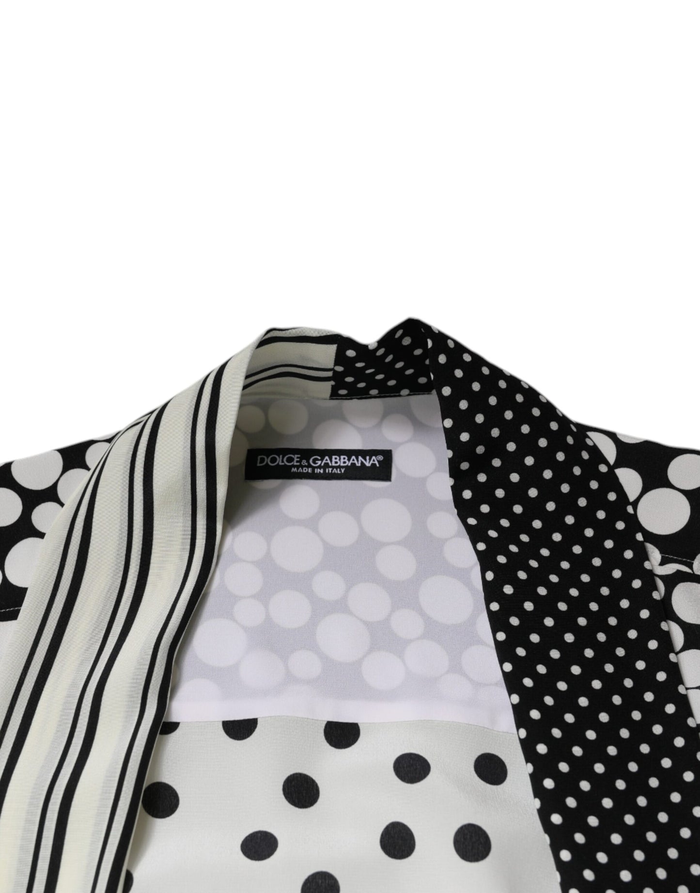 Dolce & Gabbana Svart Vit Prickig Sidenskjorta Herr Casual