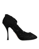 Dolce & Gabbana Black Lace Stretch Heels Mid Calf Boots Shoes
