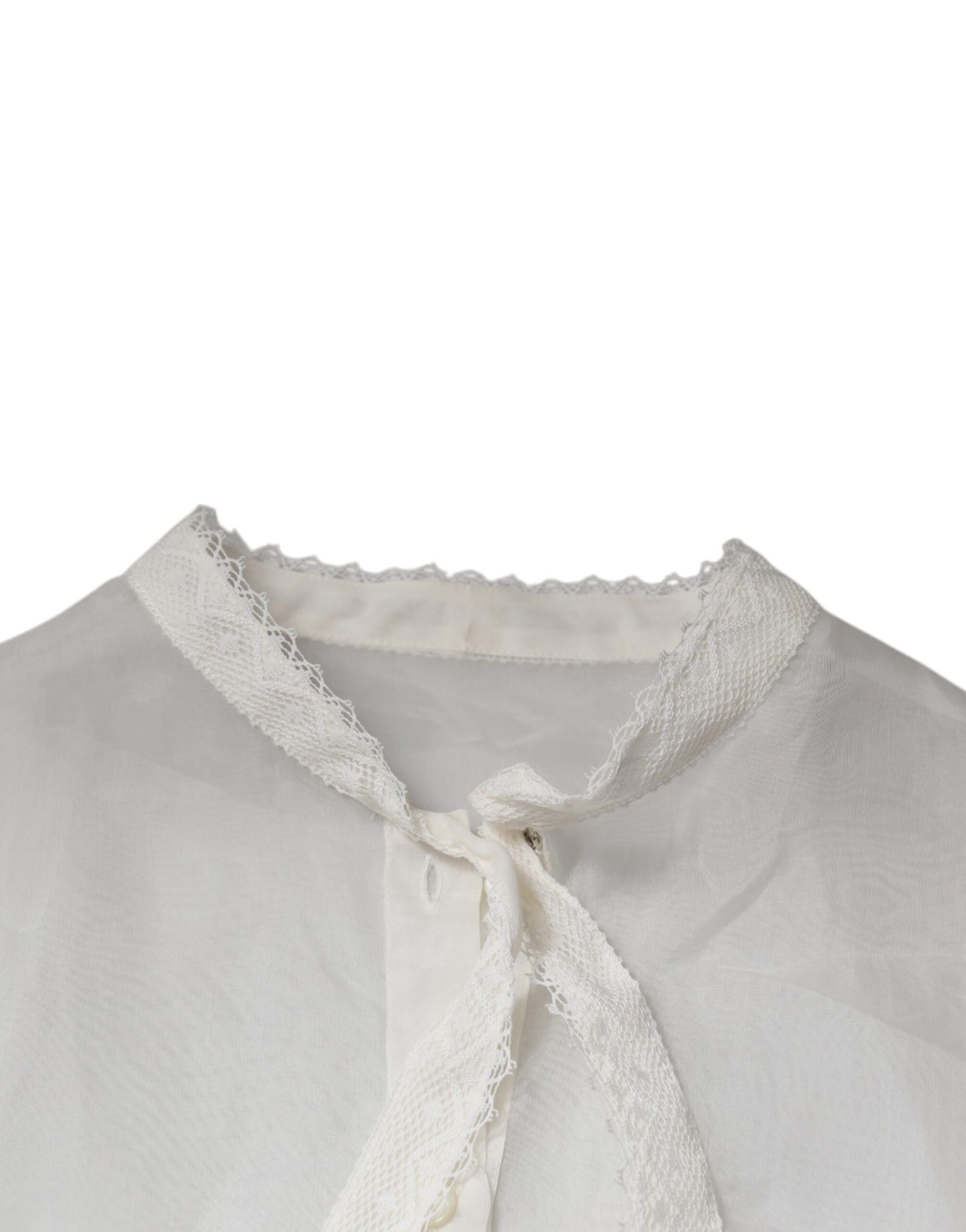 Dolce & Gabbana Vit Ascot-krage Långärmad Blus Topp