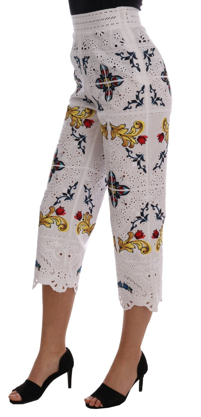 Dolce & Gabbana Mulicolor Majolica Cutout Capri-byxor
