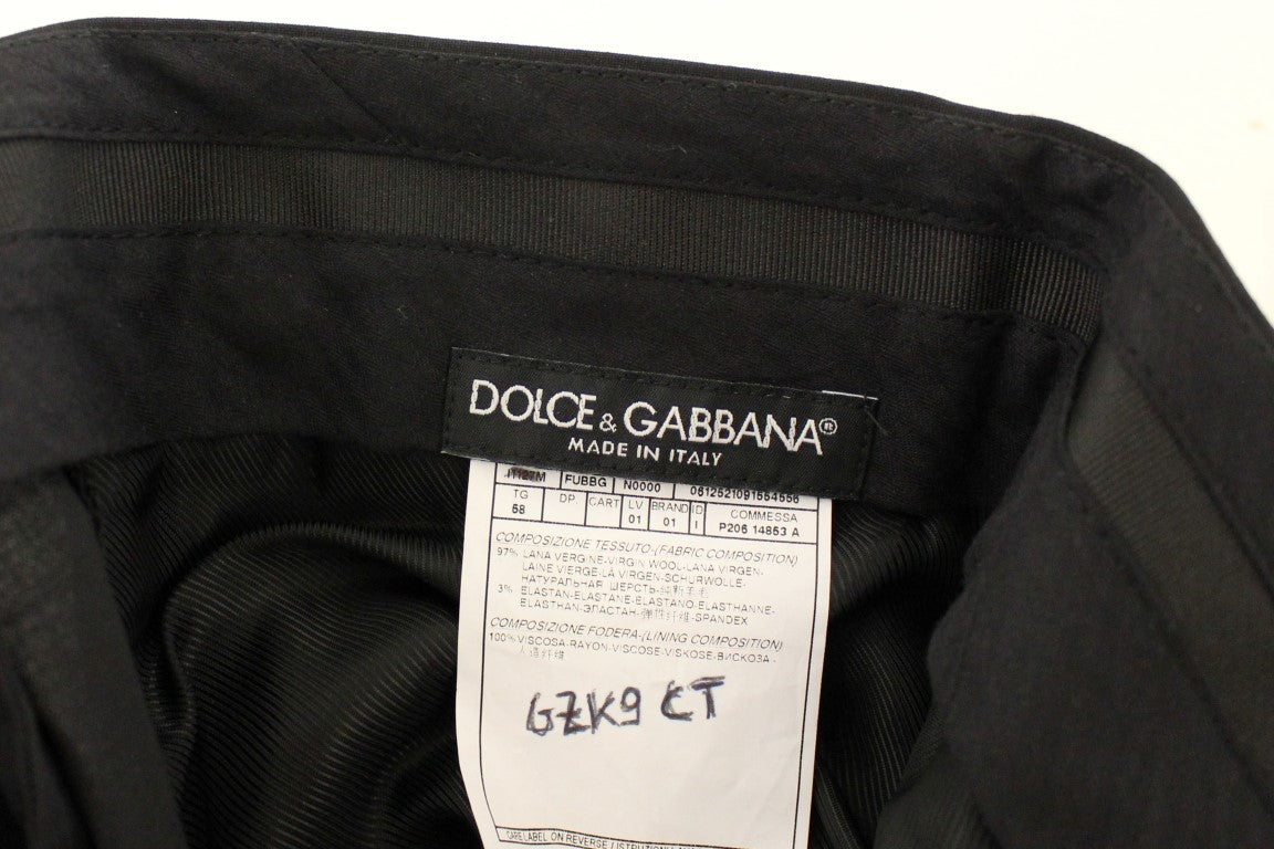 Dolce & Gabbana svarte plisserte ullbukser i stretch