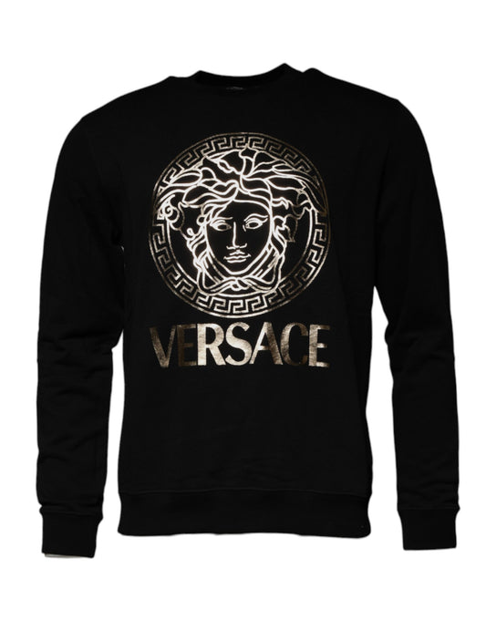 Versace Svart Medusa Fleece Herre Genser med rund hals