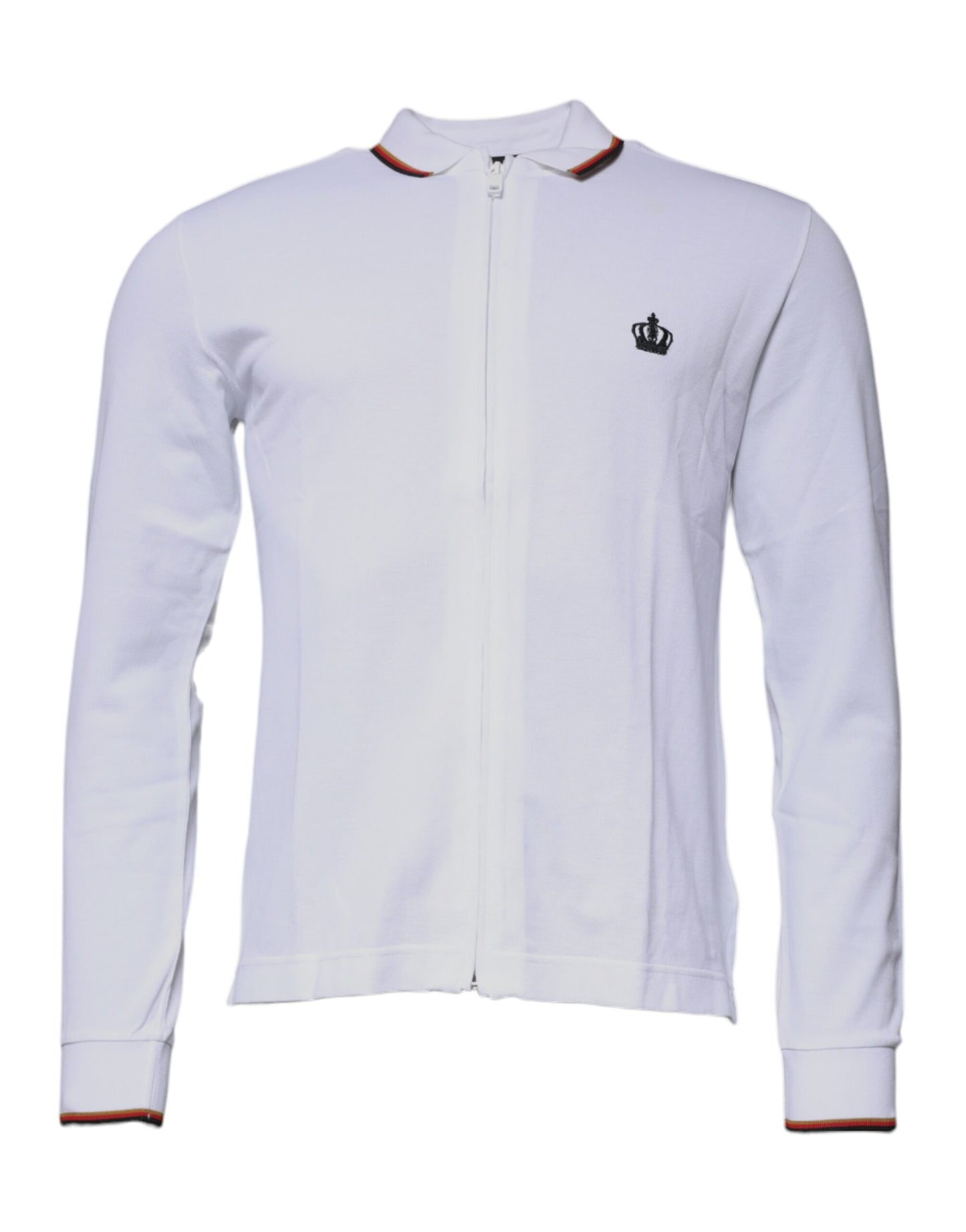 Dolce & Gabbana Vit Krona Herr Hel Dragkedja Sweatshirt Tröja