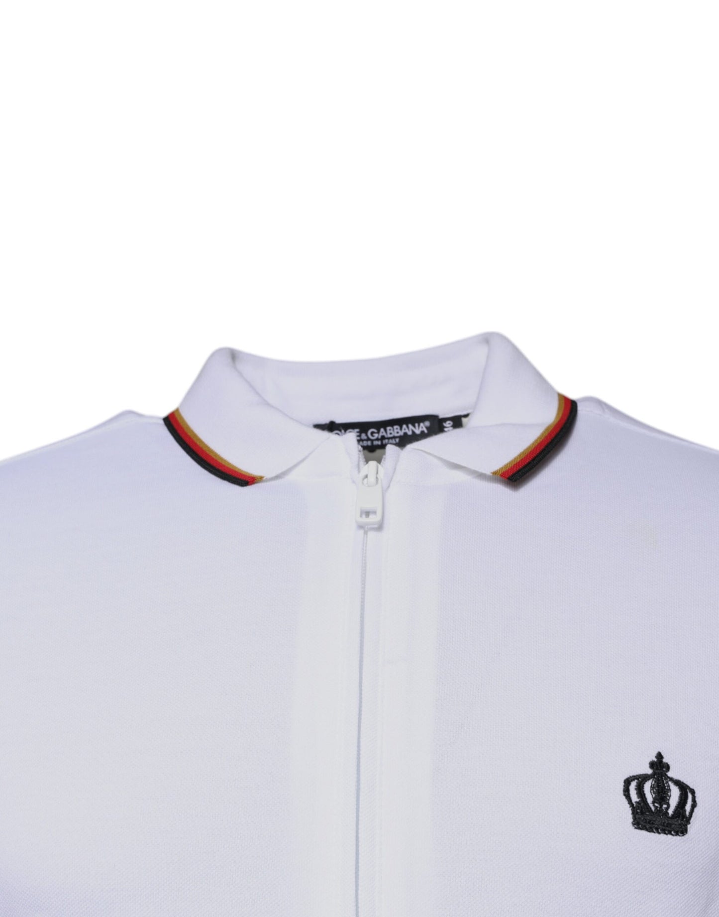 Dolce & Gabbana Vit Krona Herr Hel Dragkedja Sweatshirt Tröja