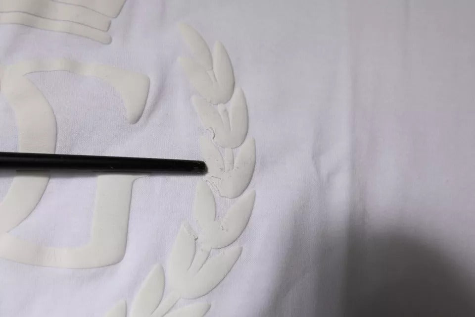 Dolce & Gabbana Vit t-shirt med präglad bomullsringning och logotyp