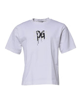 Dolce & Gabbana Vit DG Logo Rundringad Kortärmad T-shirt