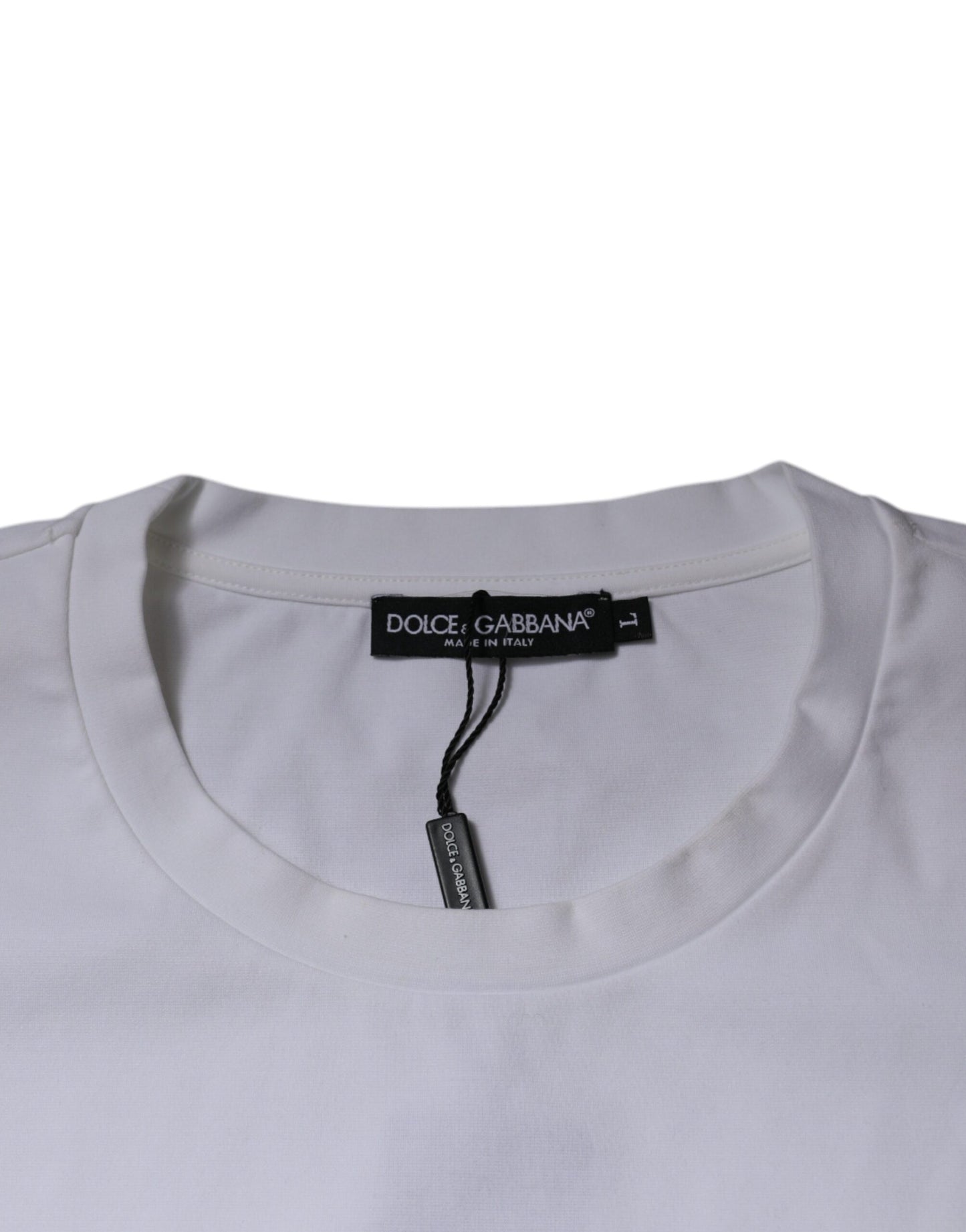 Dolce & Gabbana Hvit DG Logo Bomulls-T-skjorte med rund hals