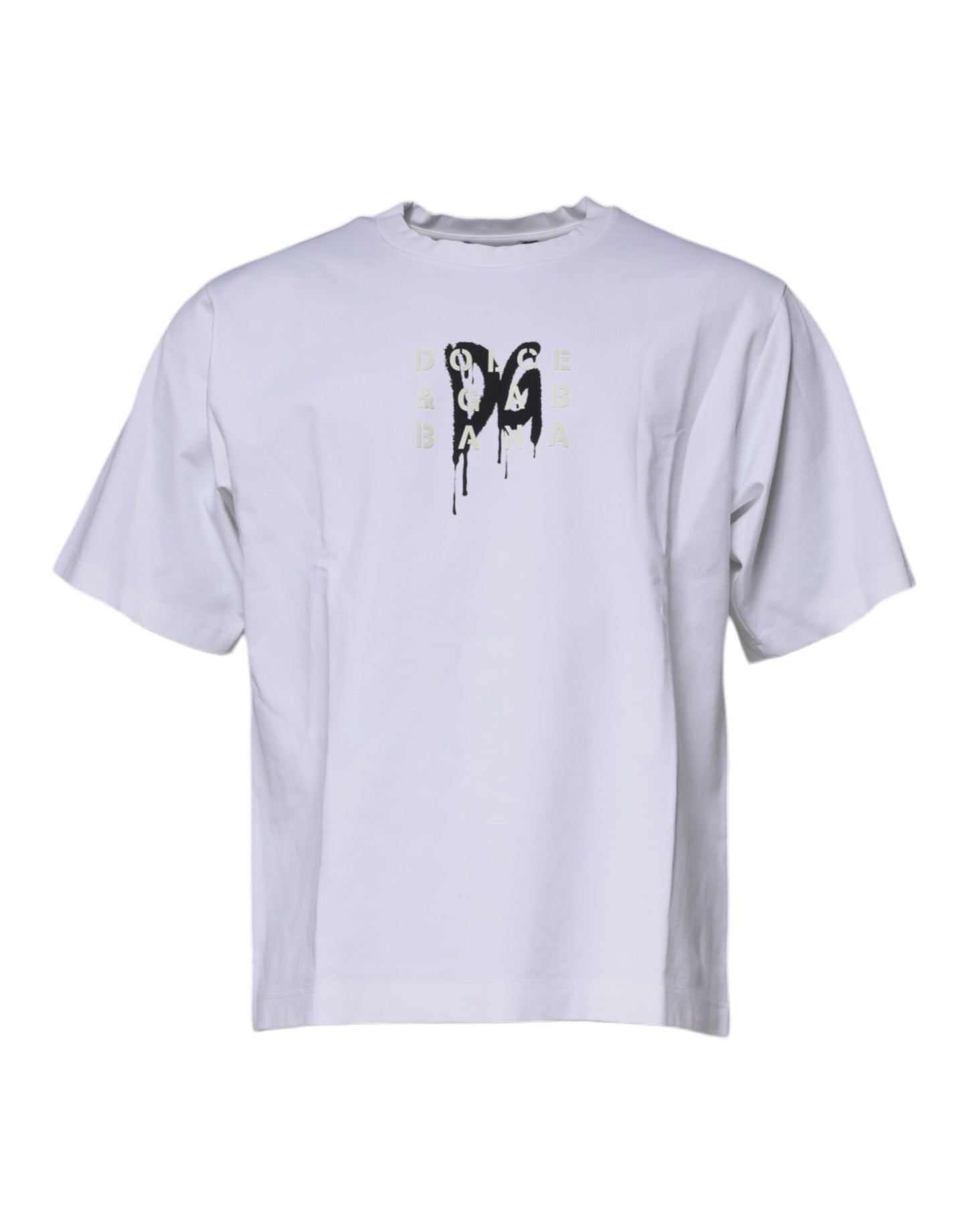 Dolce & Gabbana Hvit DG Logo Bomulls-T-skjorte med rund hals