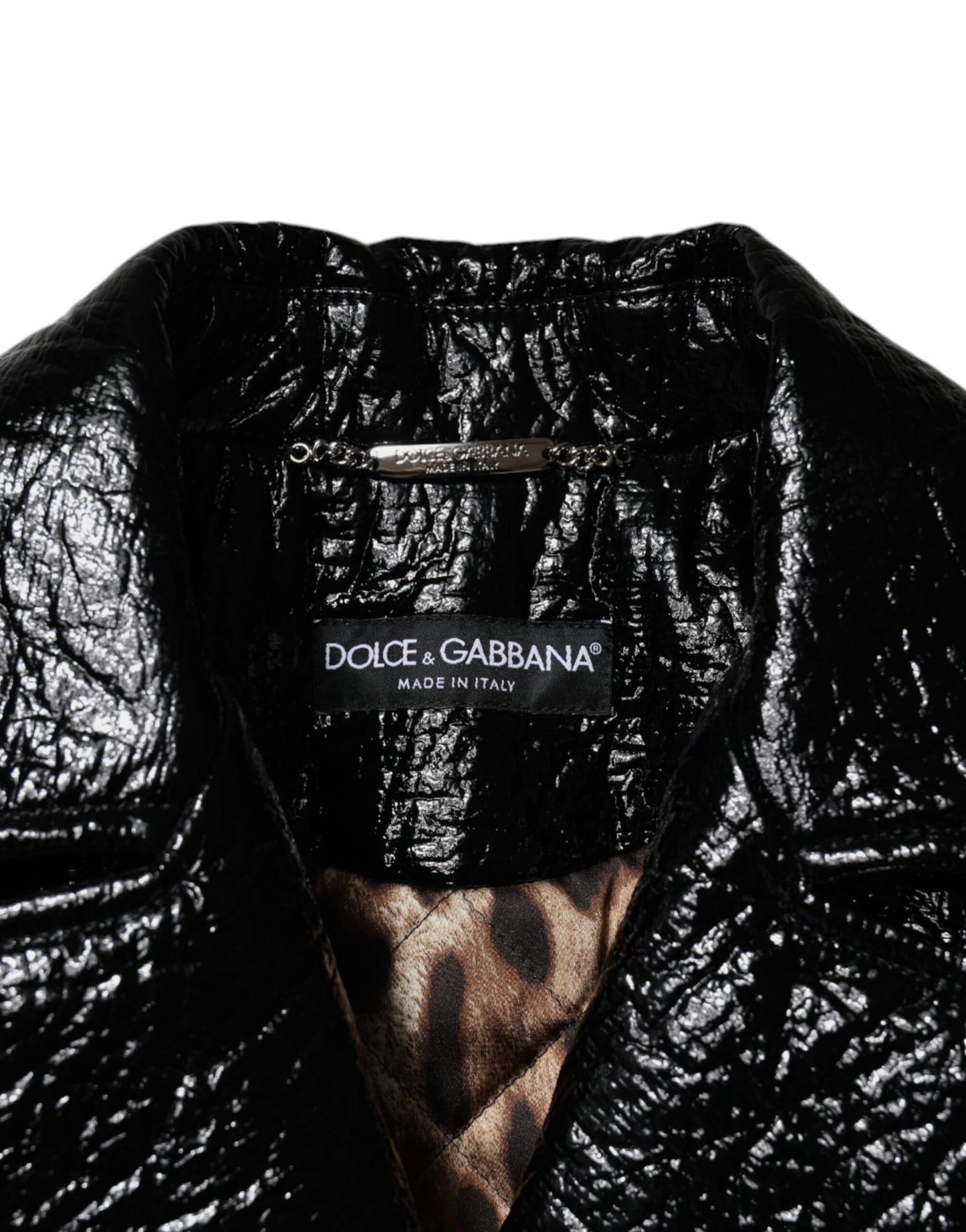 Dolce & Gabbana svart skinnjakke med korte ermer
