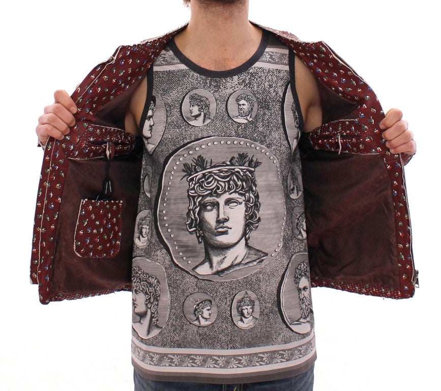 Dolce & Gabbana Bordeaux skinnjakke med boksertrykk