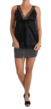 Dolce & Gabbana Lingerie Cami Svart Spets Siden Stretch