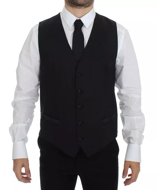 Dolce & Gabbana Svart Ull Sidenklänning Västjacka