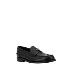 Prada Black Calf Leather Bos Taurus Slip-On Loafers