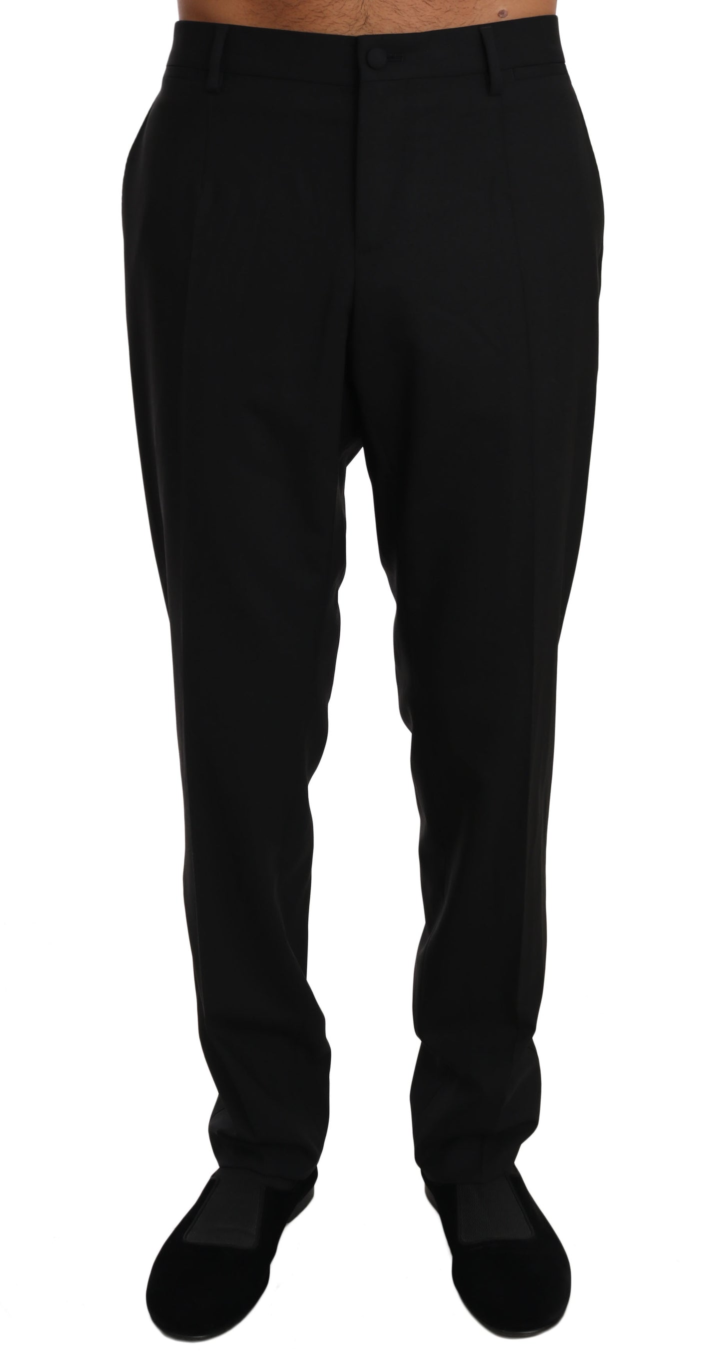 Dolce & Gabbana Svarta Ull Stretchiga Klänningbyxor Byxor