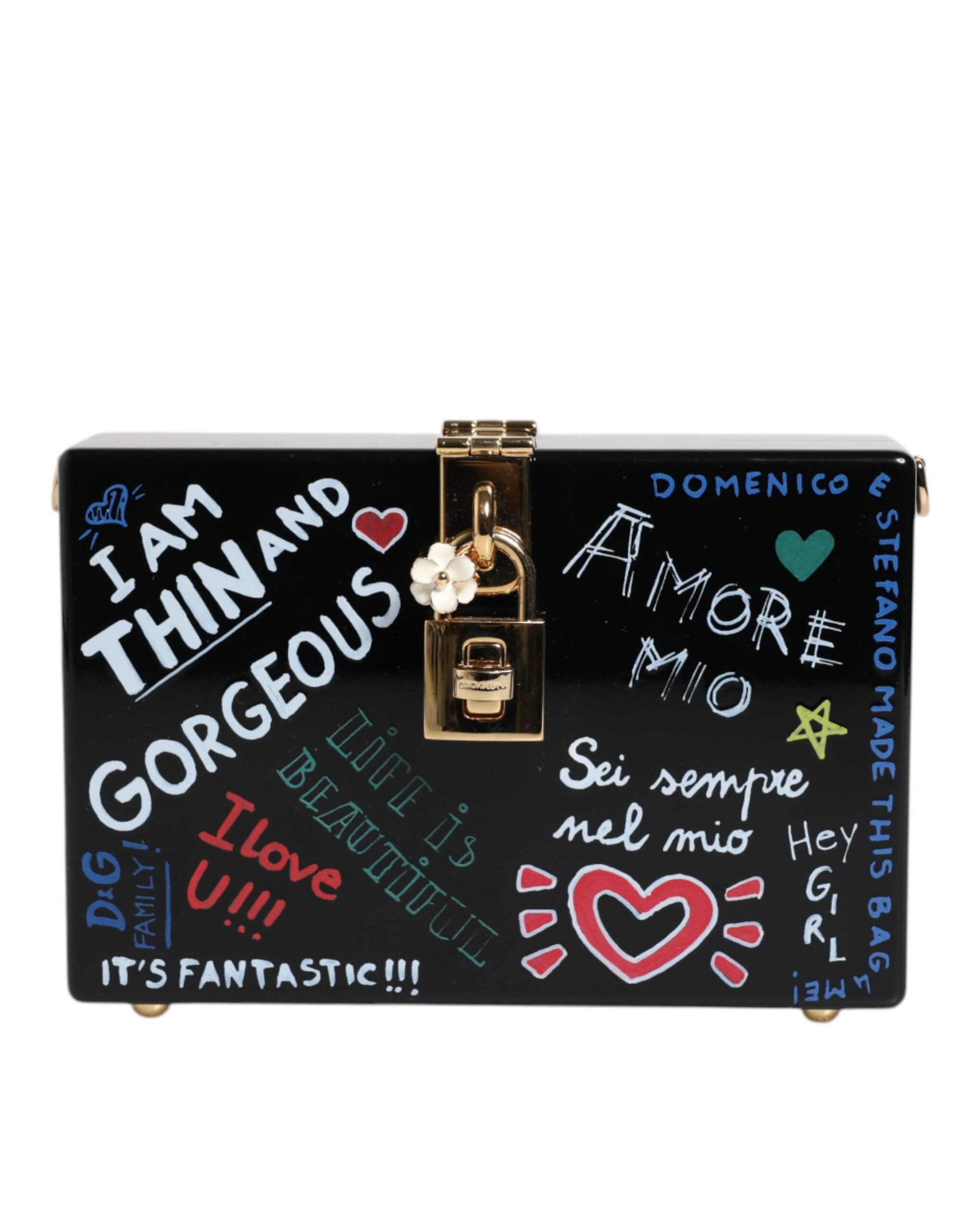 Svart graffiti-trykk clutch crossbody-veske