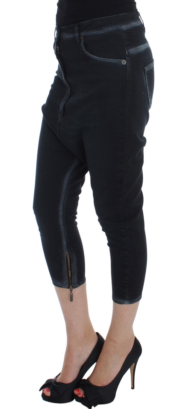 Cavalli Blå Bomullsstretchiga Baggy Relax Jeans