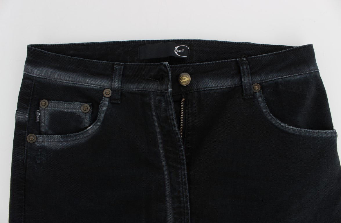 Cavalli Blå Bomullsstretchiga Baggy Relax Jeans