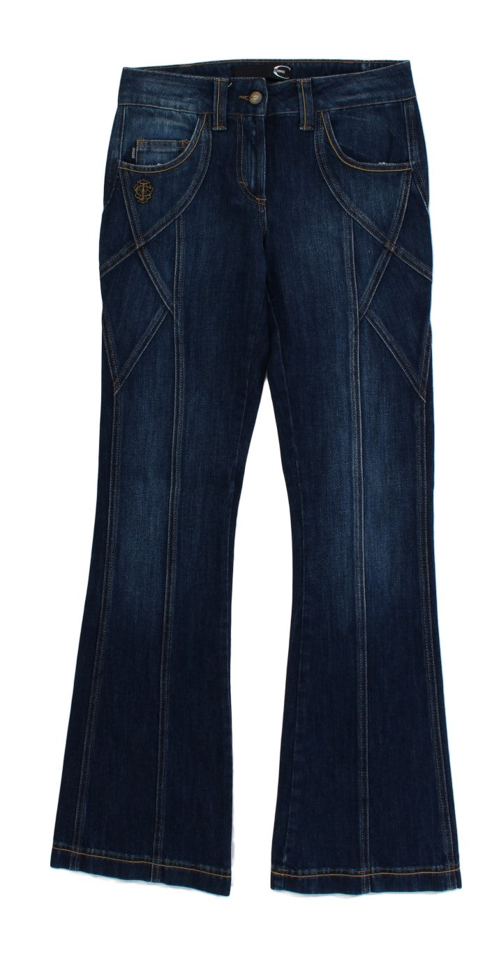 Cavalli Blå Bomullsstretchjeans med Låg Midja