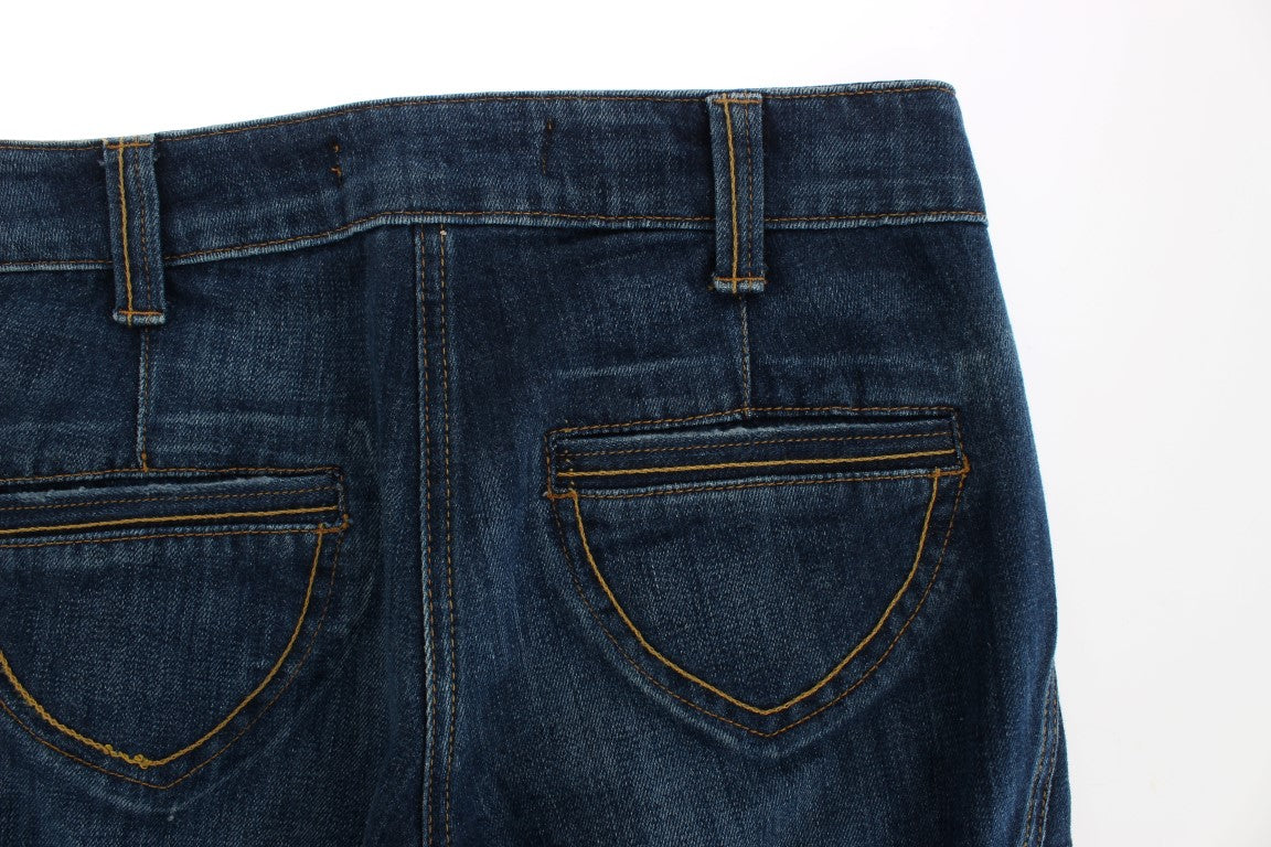 Cavalli Blå Bomullsstretchjeans med Låg Midja