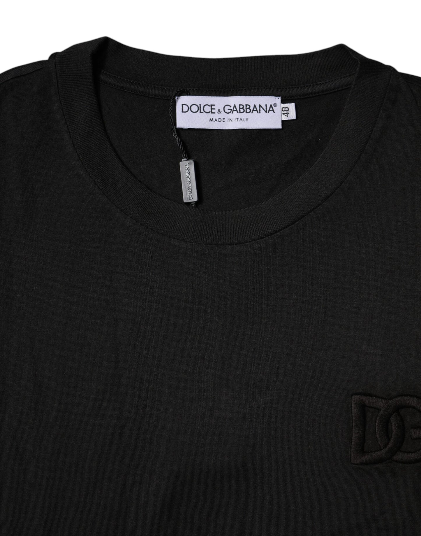 Dolce & Gabbana svart bomulls-T-skjorte med rund hals og korte ermer