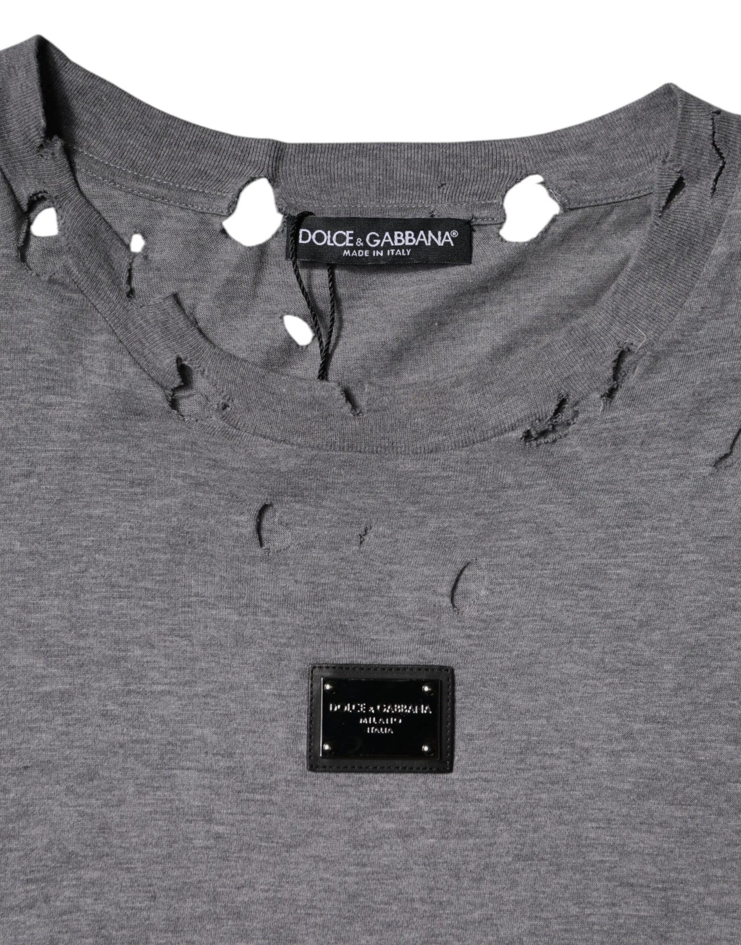 Dolce & Gabbana Grå Logo Rund Hals Kortermet T-skjorte