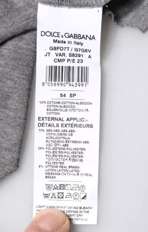 Dolce & Gabbana Grå Logo Rund Hals Kortermet T-skjorte