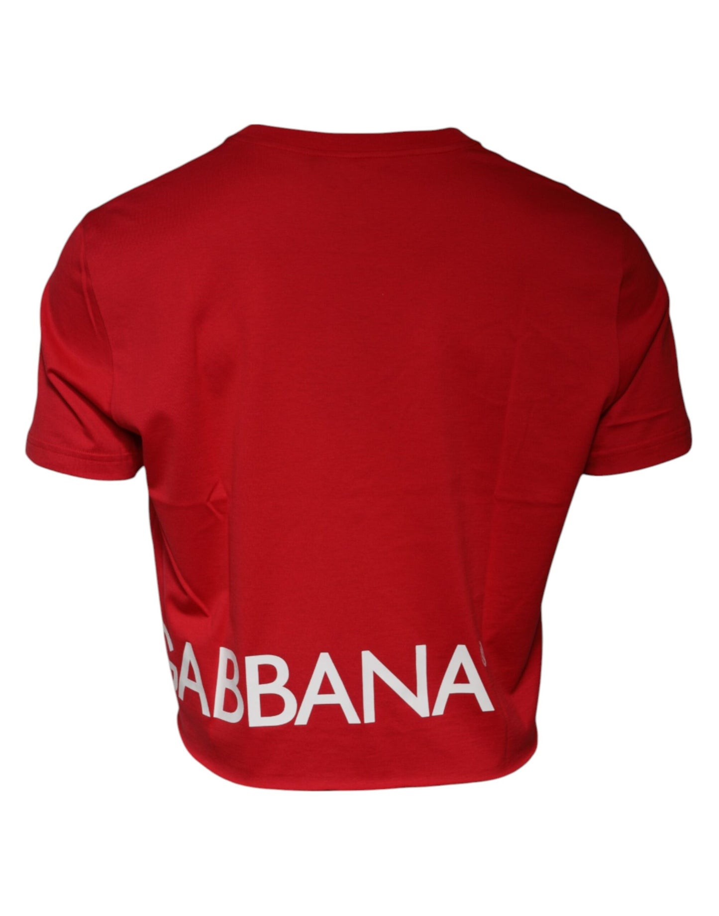Dolce & Gabbana Rød Logo Print Beskjært T-skjorte med Rund Hals