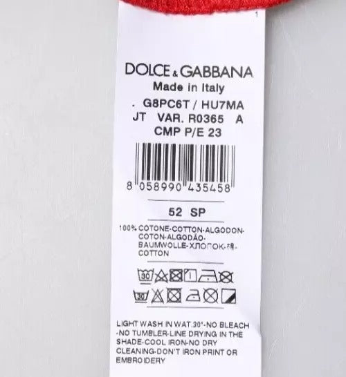 Dolce & Gabbana Rød Logo Print Beskjært T-skjorte med Rund Hals