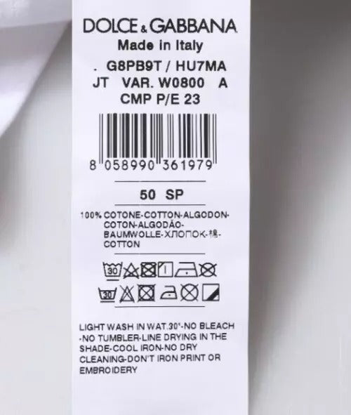 Dolce & Gabbana Hvit Logotrykk Bomulls-T-skjorte med Rund Hals