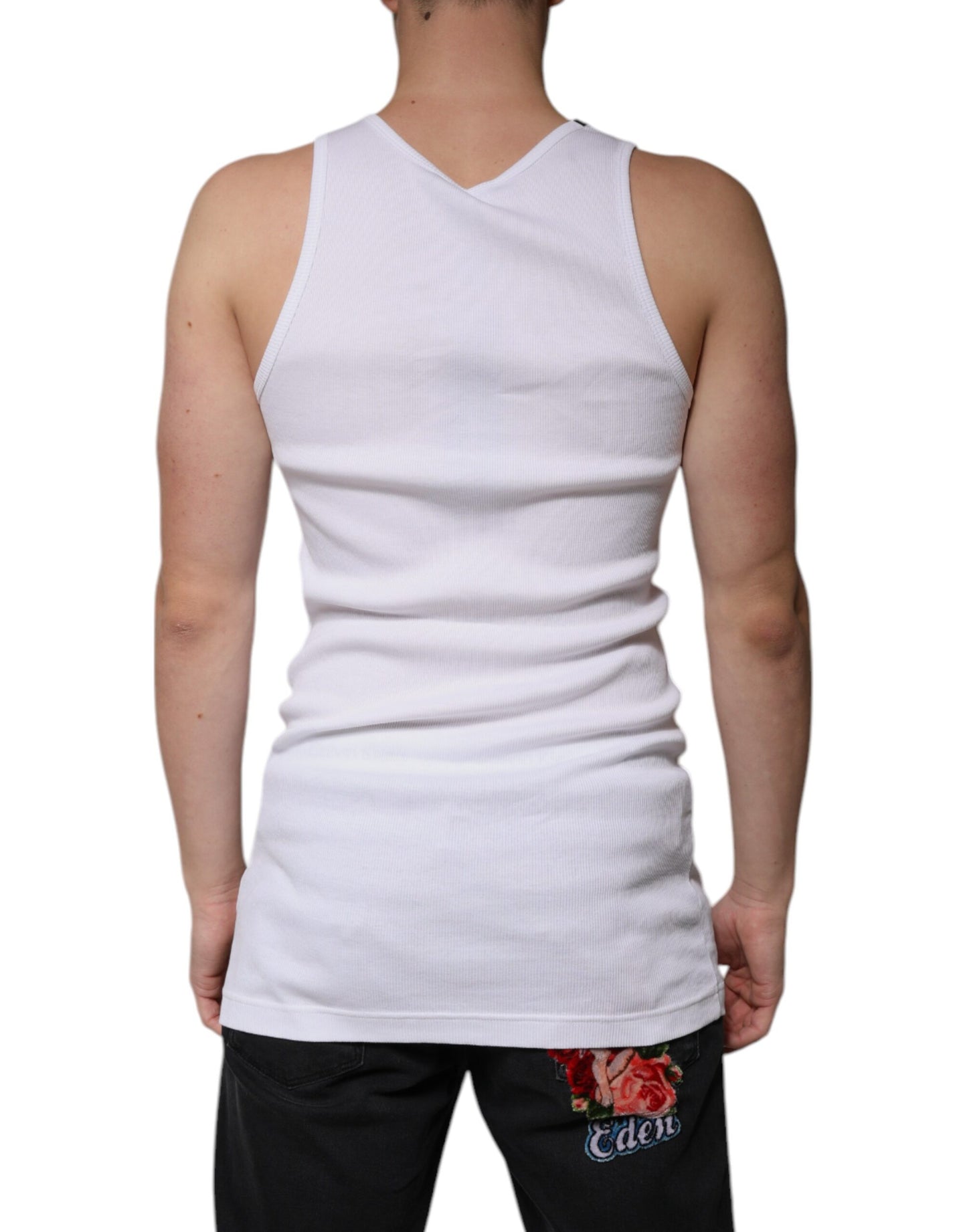 Dolce & Gabbana Hvit bomulls-T-skjorte med ermer og rund hals