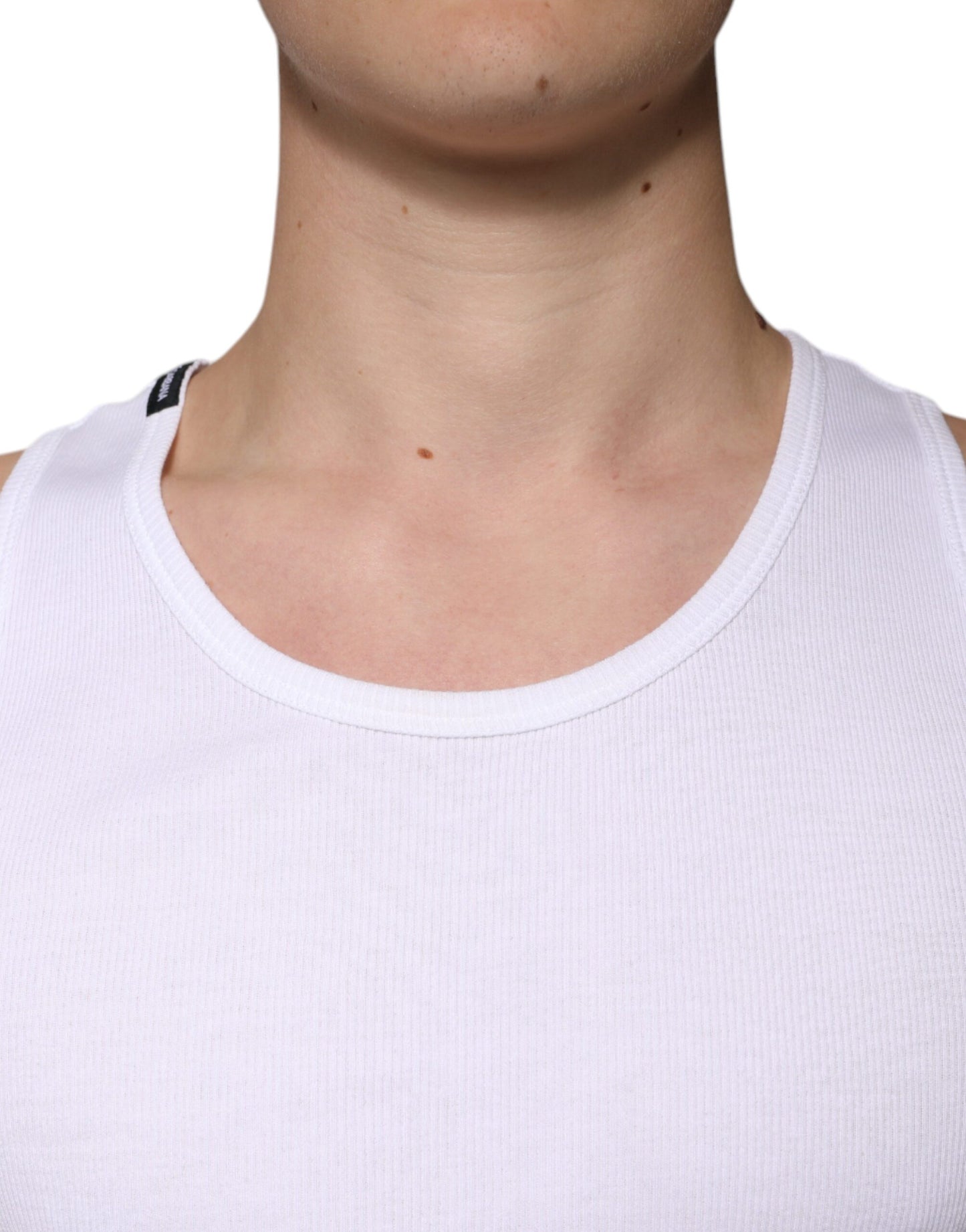 Dolce & Gabbana Hvit bomulls-T-skjorte med ermer og rund hals