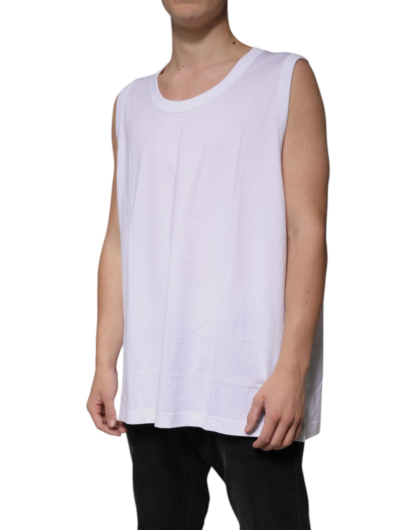Dolce & Gabbana Hvit bomulls-T-skjorte med ermer og rund hals