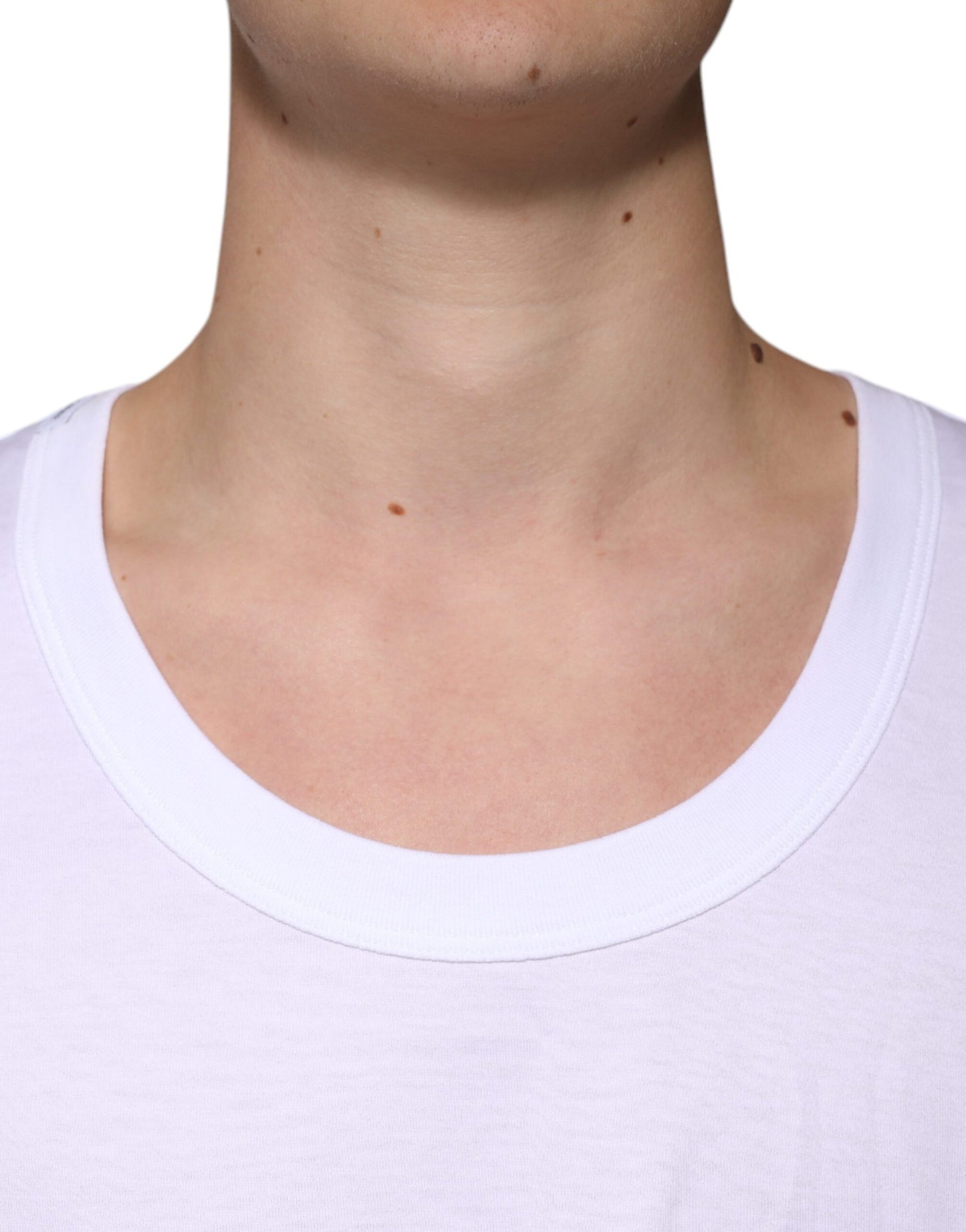 Dolce & Gabbana Hvit bomulls-T-skjorte med ermer og rund hals