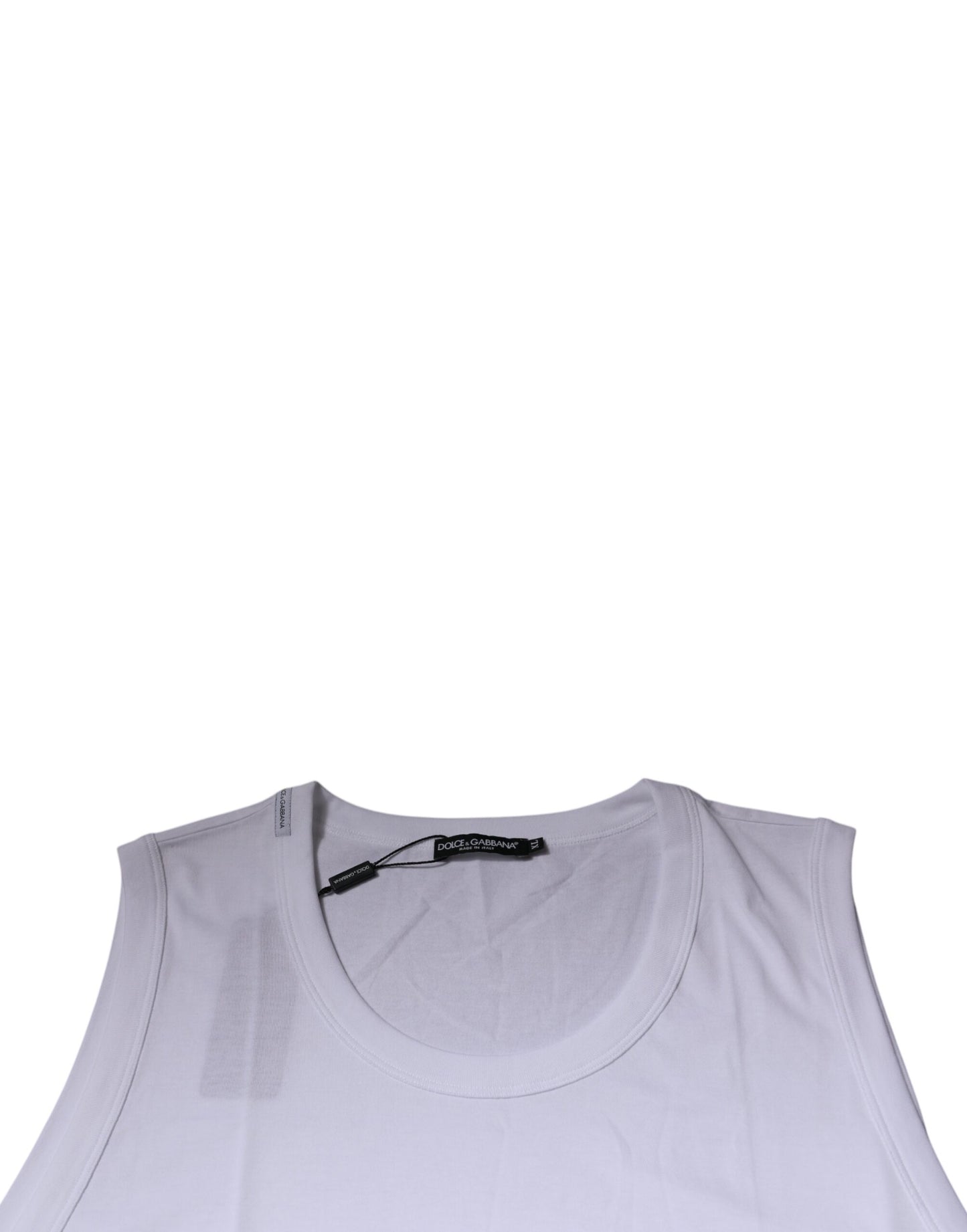 Dolce & Gabbana Hvit bomulls-T-skjorte med ermer og rund hals